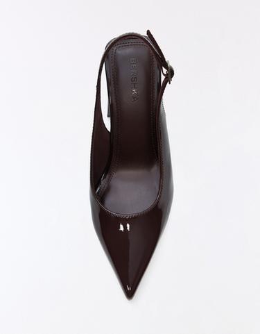 Slingback block-heel shoes — Brown 3