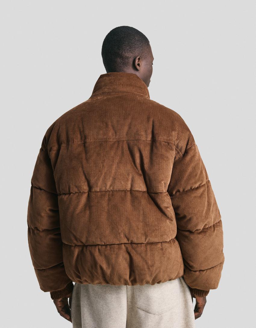 Corduroy puffer jacket-Brown