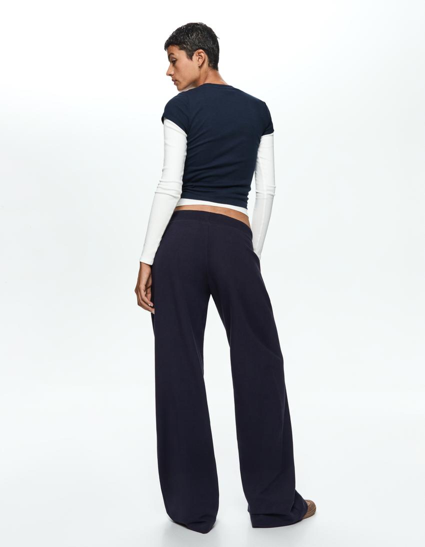 Pantalon en molleton-Marine-1