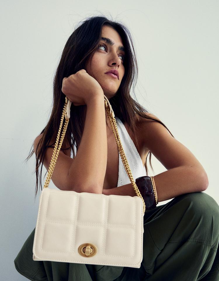 Kapitone mini suni deri çanta