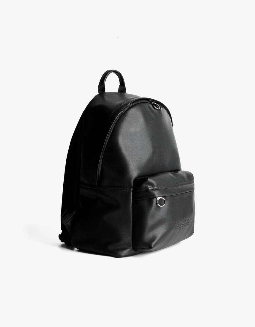 Mochila com efeito de pele-Preto