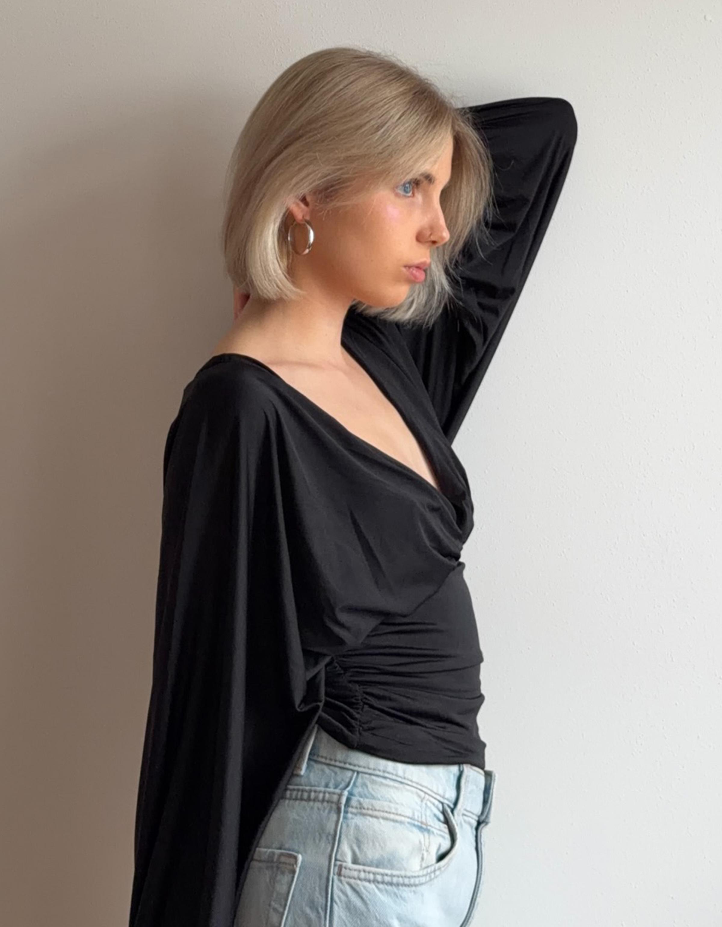 Uzun kollu büzgülü top - Görsel 74