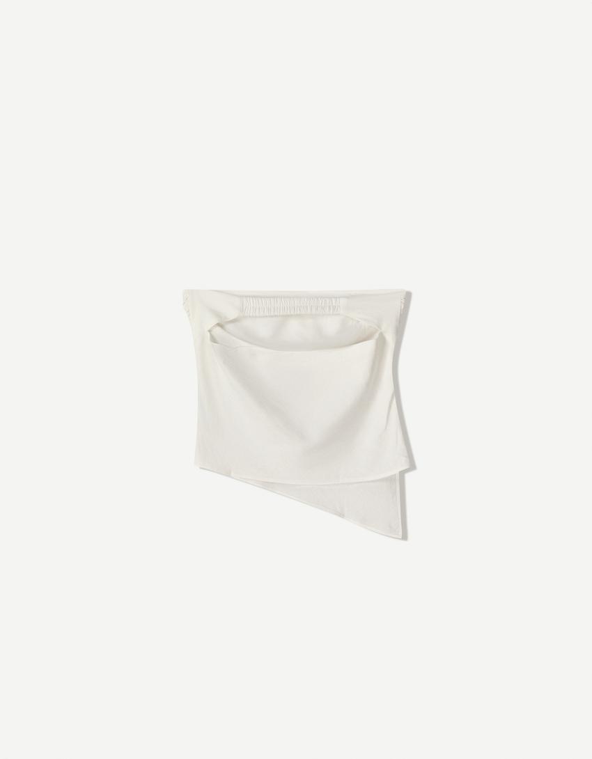 Linen blend bandeau top-Off white-4