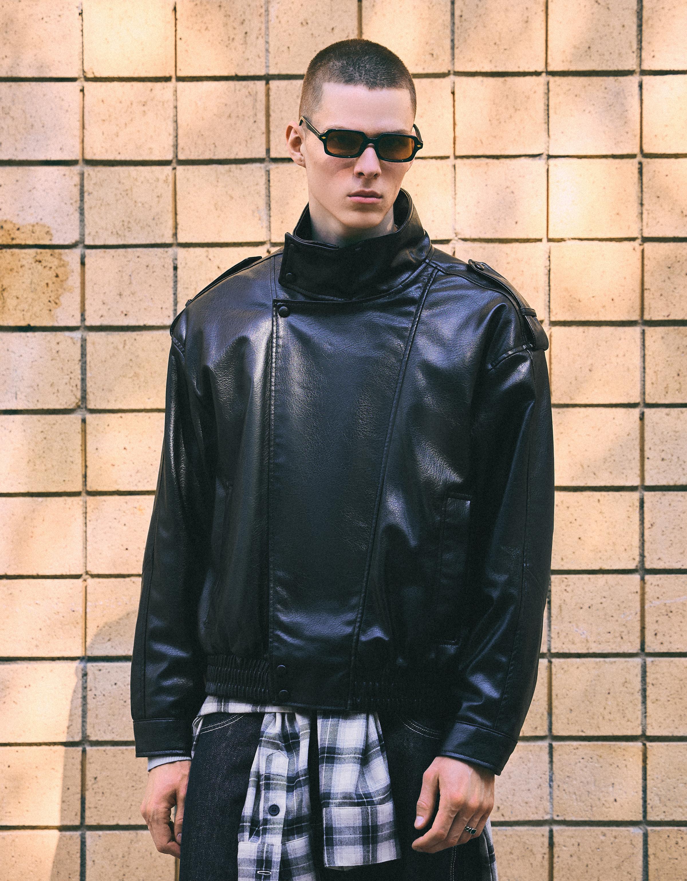 Leather effect jacket — Black