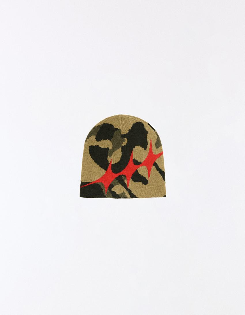 Star knit beanie-Khaki