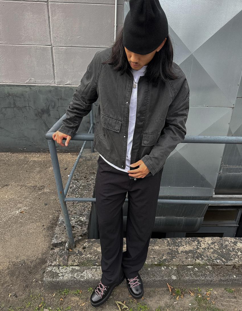 Veste effet enduit-Noir