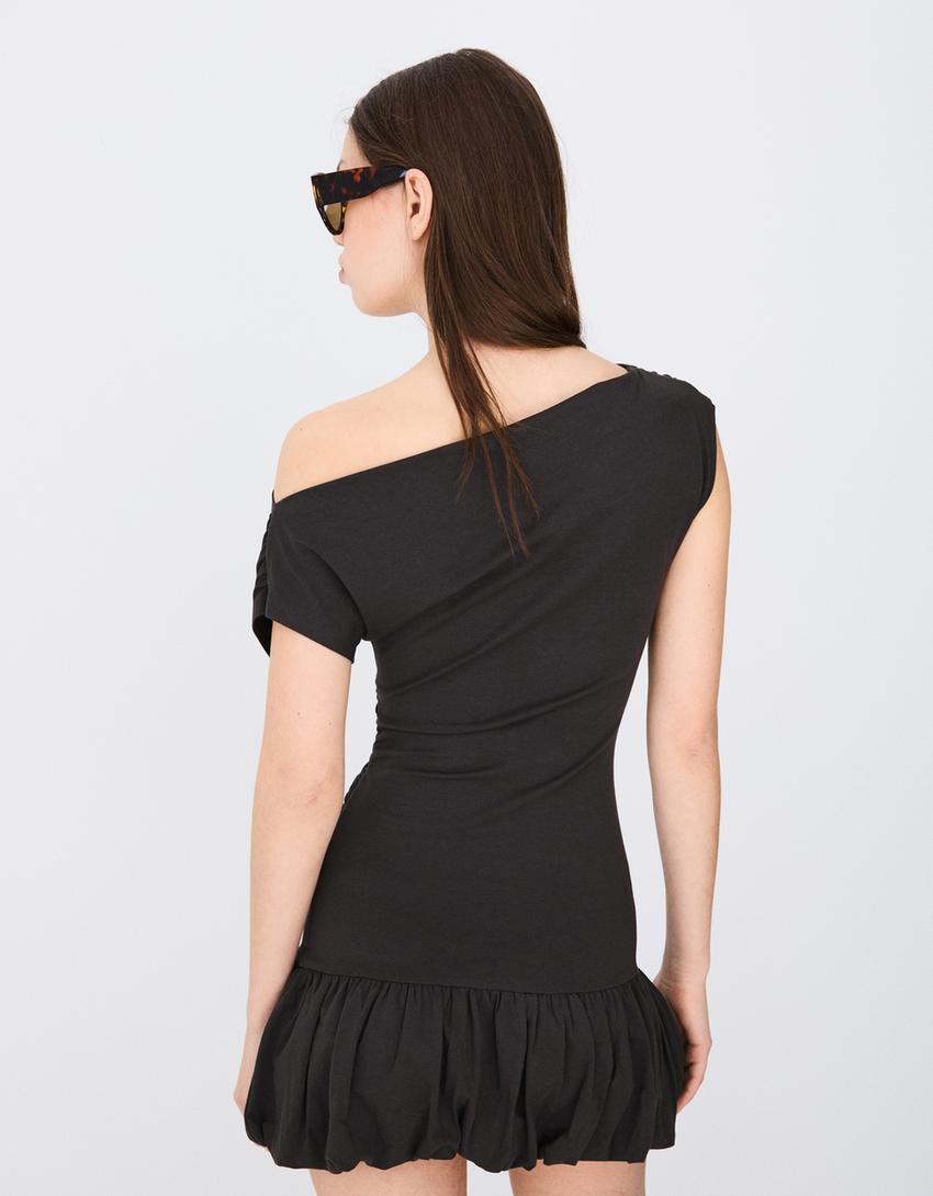 Balloon mini dress-Dark grey