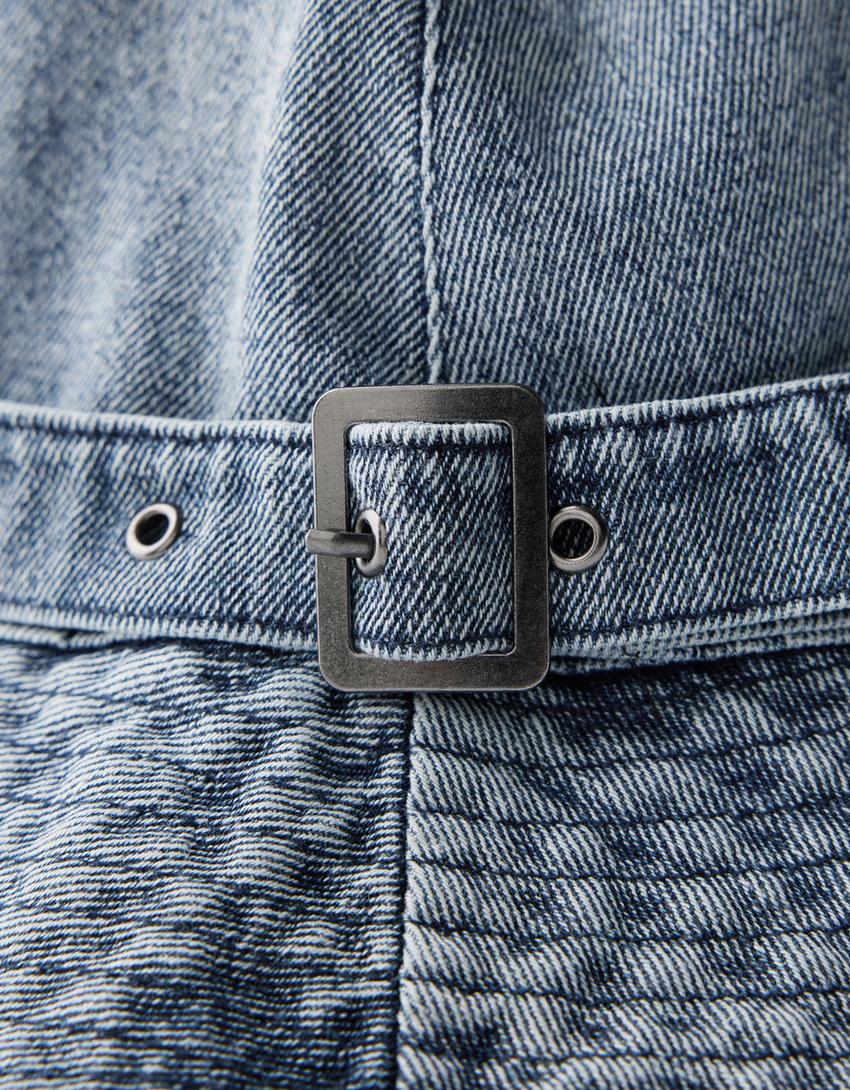 Denim bucket bag-Blue-4