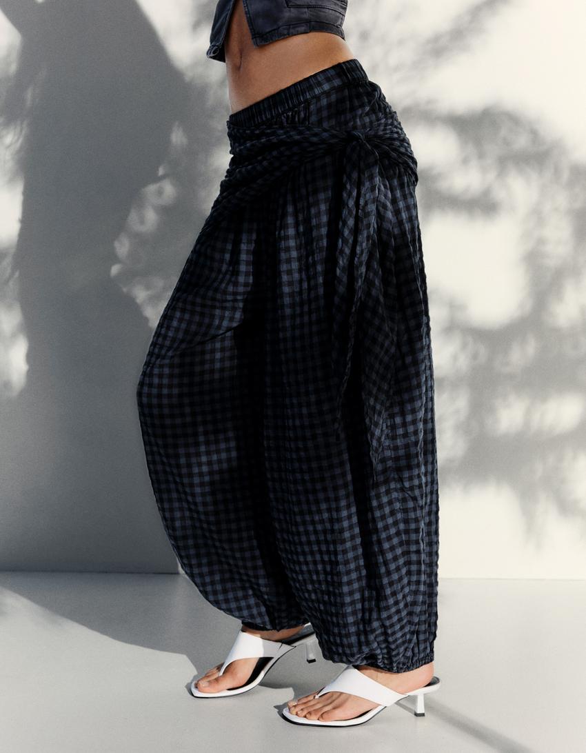 Pantalon bouffant avec foulard-Marine