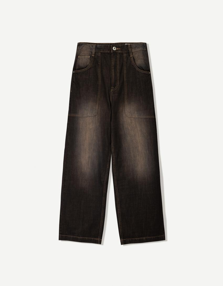Jeans superbaggy-Marrón-3