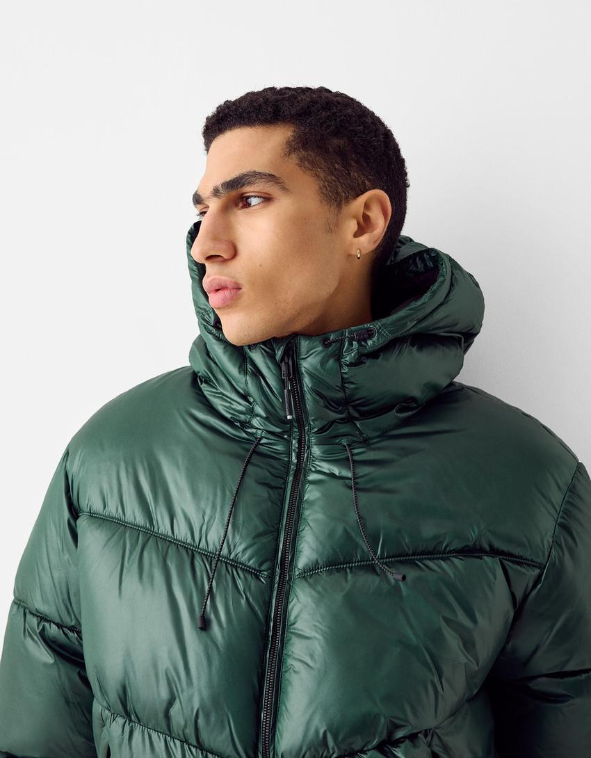 Shiny puffer jacket-Green