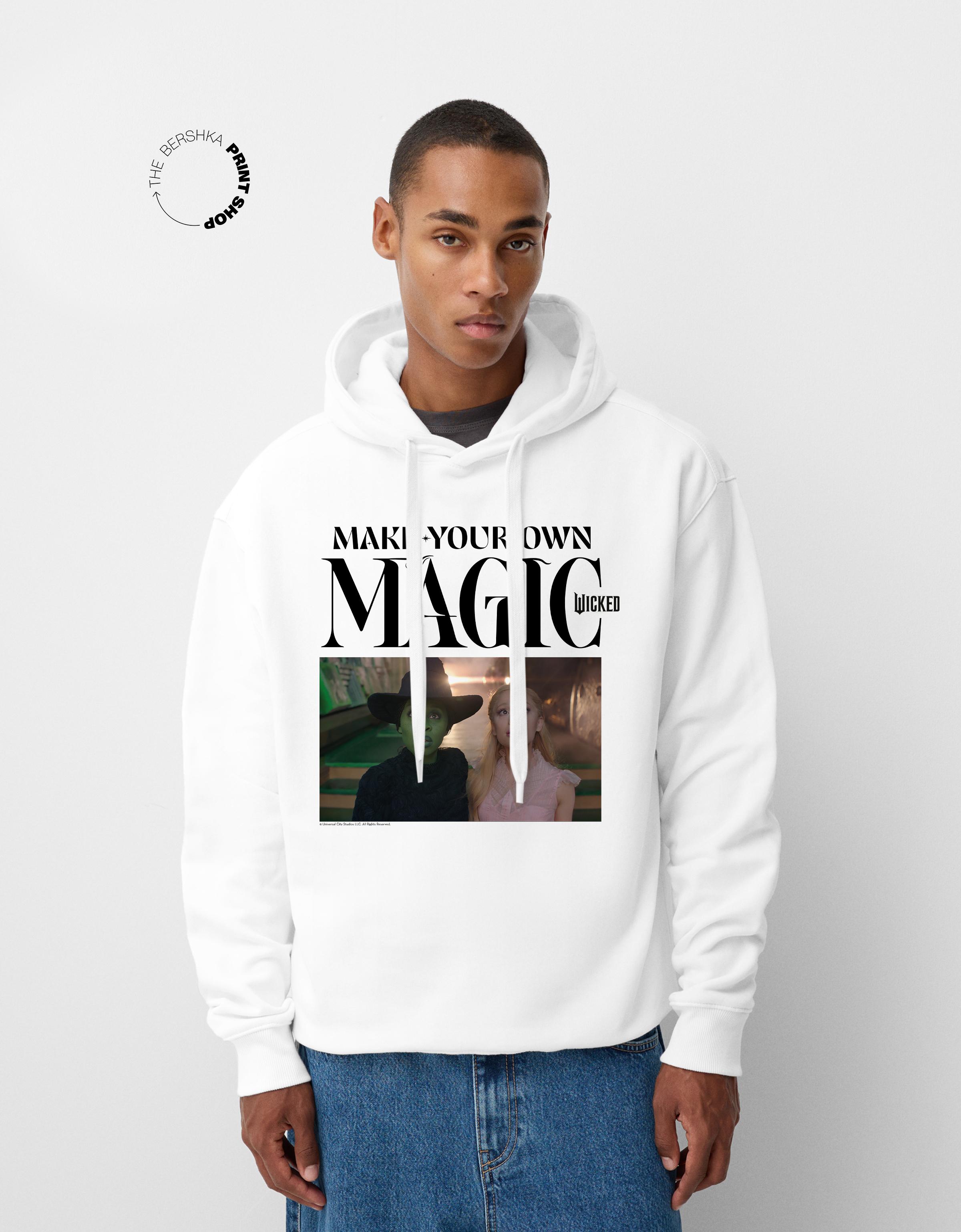 Bershka Oversize-Hoodie Wicked Mit Kapuze Herren M Weiss