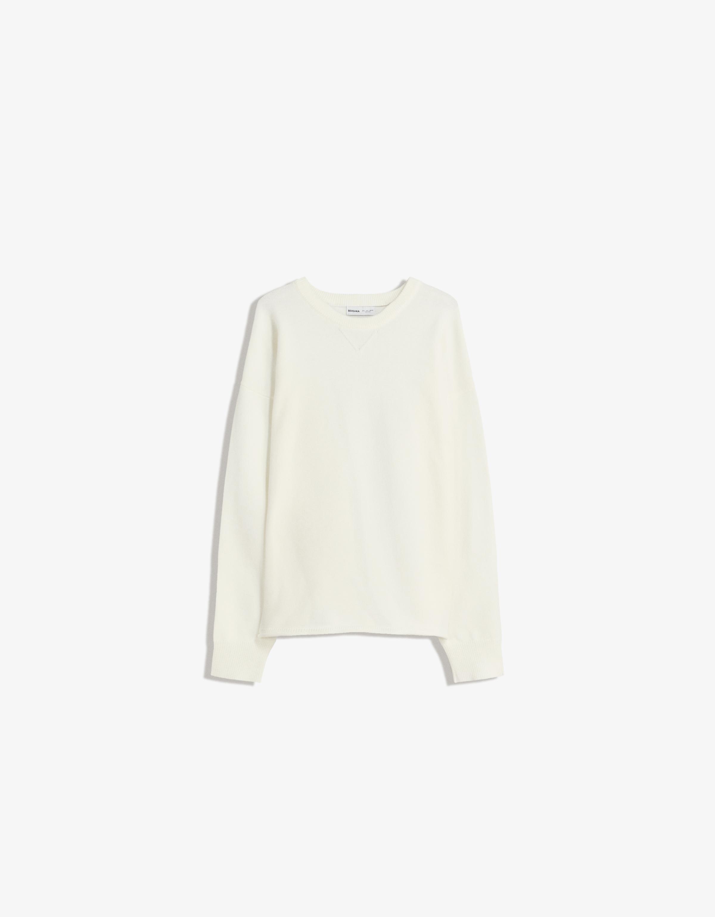 Bershka Pullover Mit Rundausschnitt Damen Xs Rohweiß