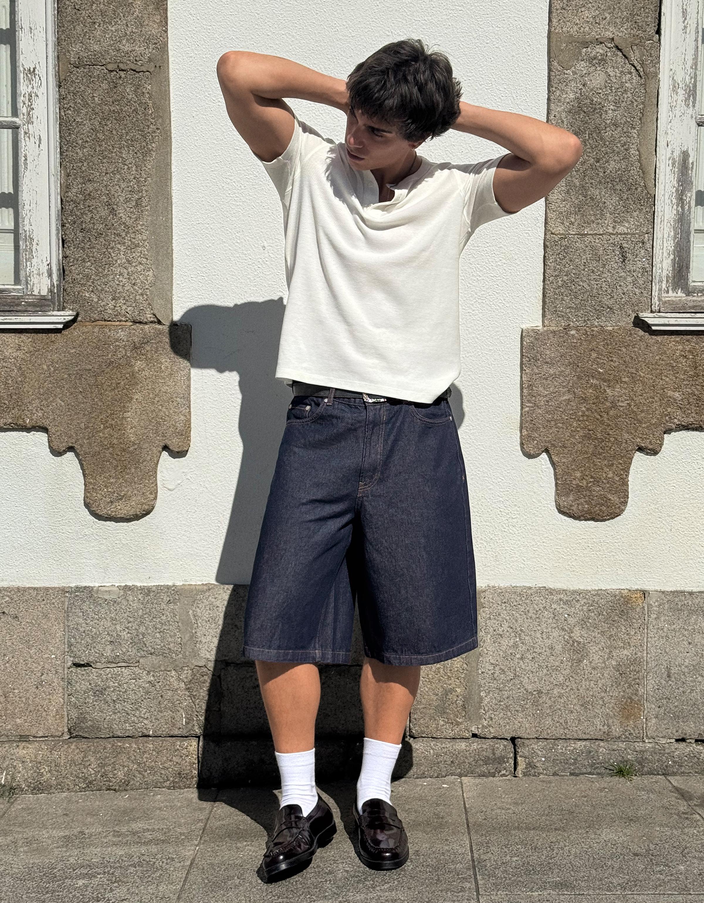 Baggy fit denim bermuda - Görsel 64