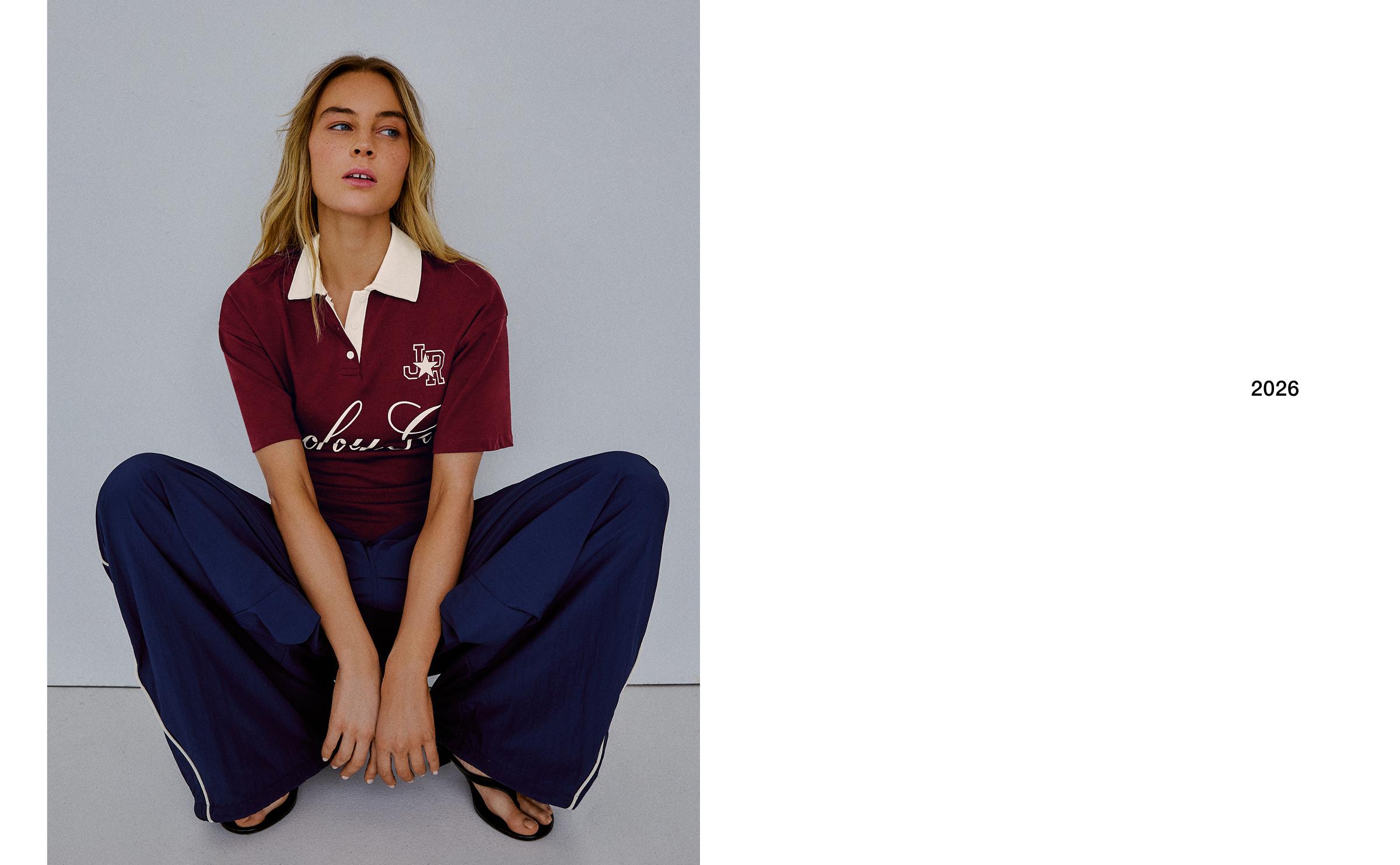 Short sleeve sash print polo shirt — Burgundy