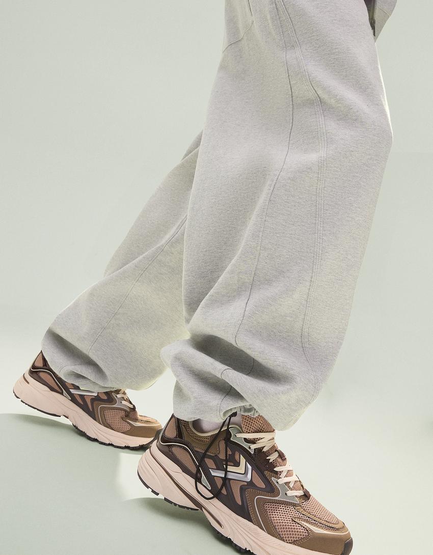 Pantalon balloon fit interlock-Gris