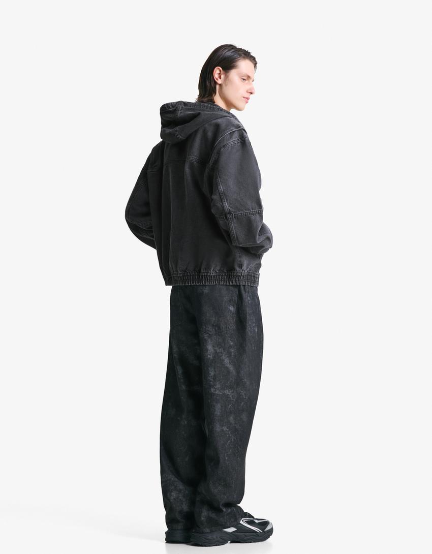 Faded hooded jacket-Black-1
