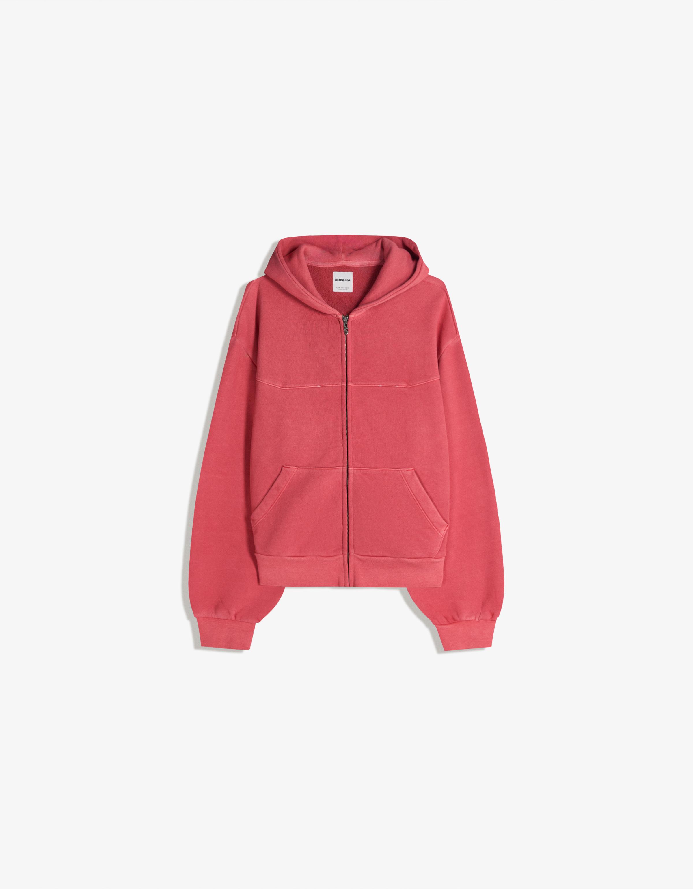 Boxy crop zip-up sweatshirt — Red