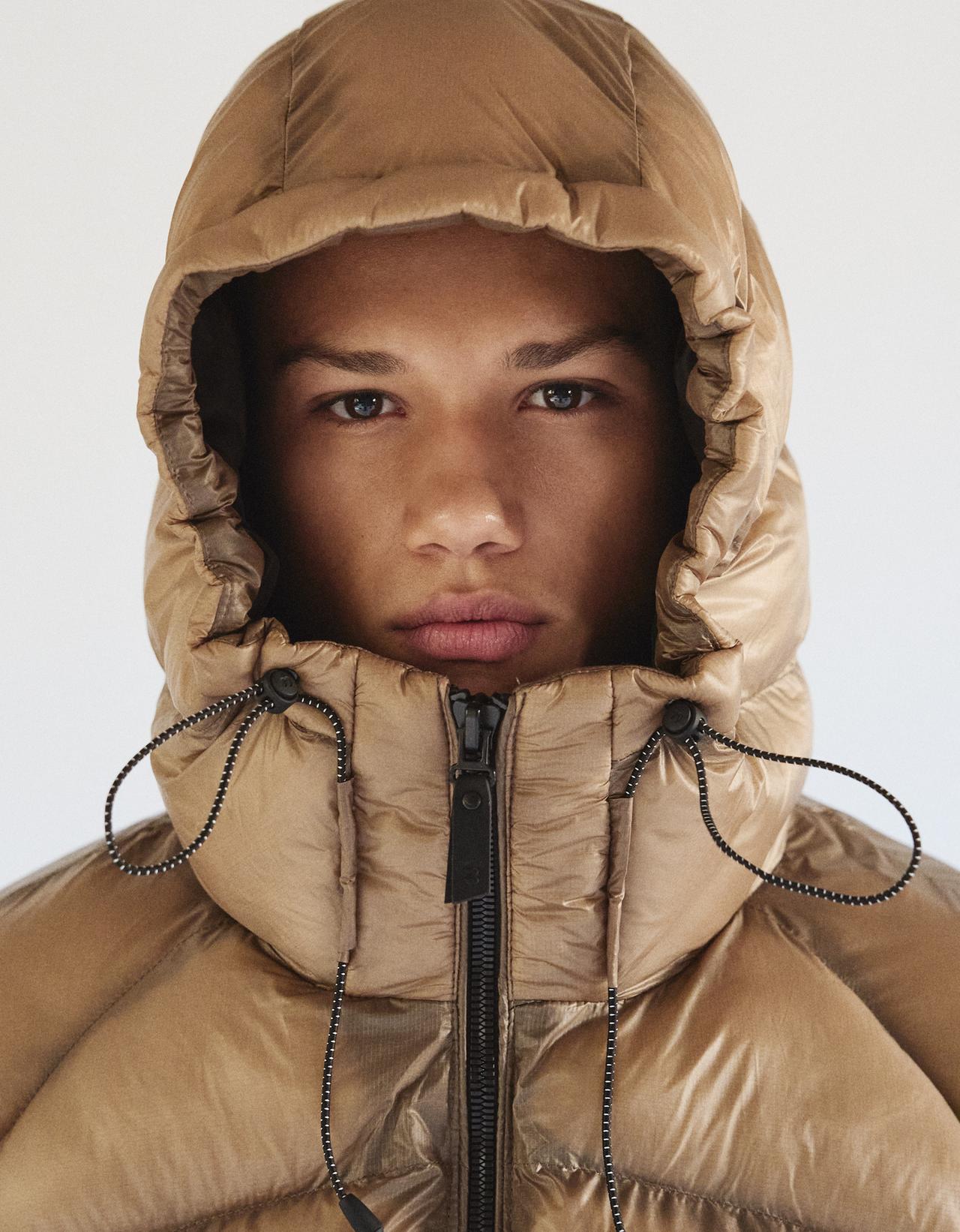 Quilted translucent-effect jacket — Camel