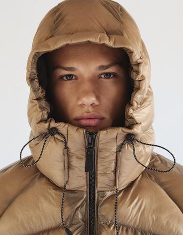 Quilted translucent-effect jacket — Camel 4