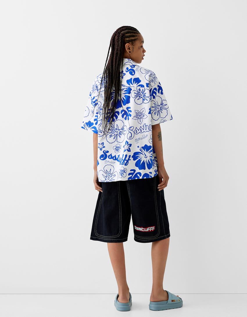 Chemise BERSSSHKA X SSSTUFFF imprimé floral-Bleu-4