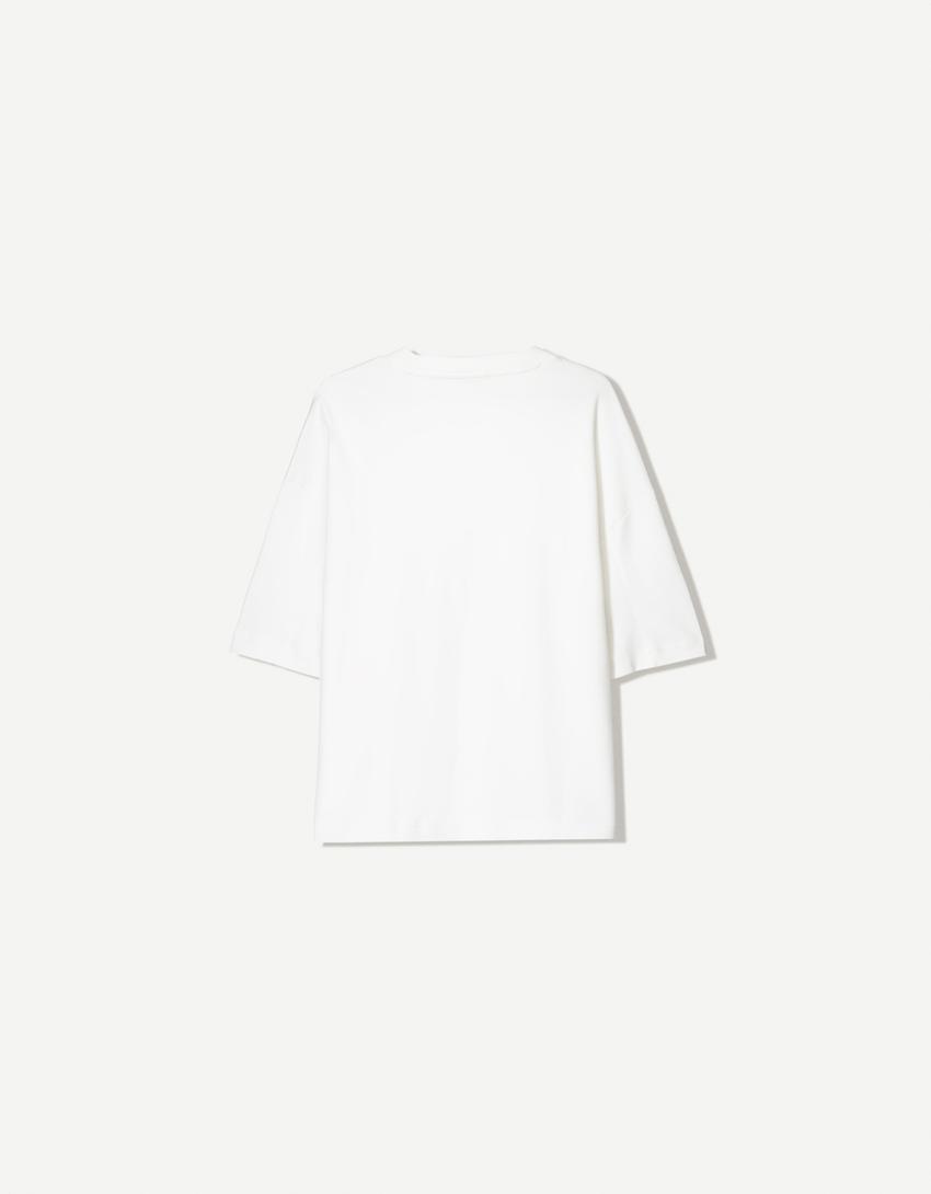 Boxy short sleeve T-shirt-White-5