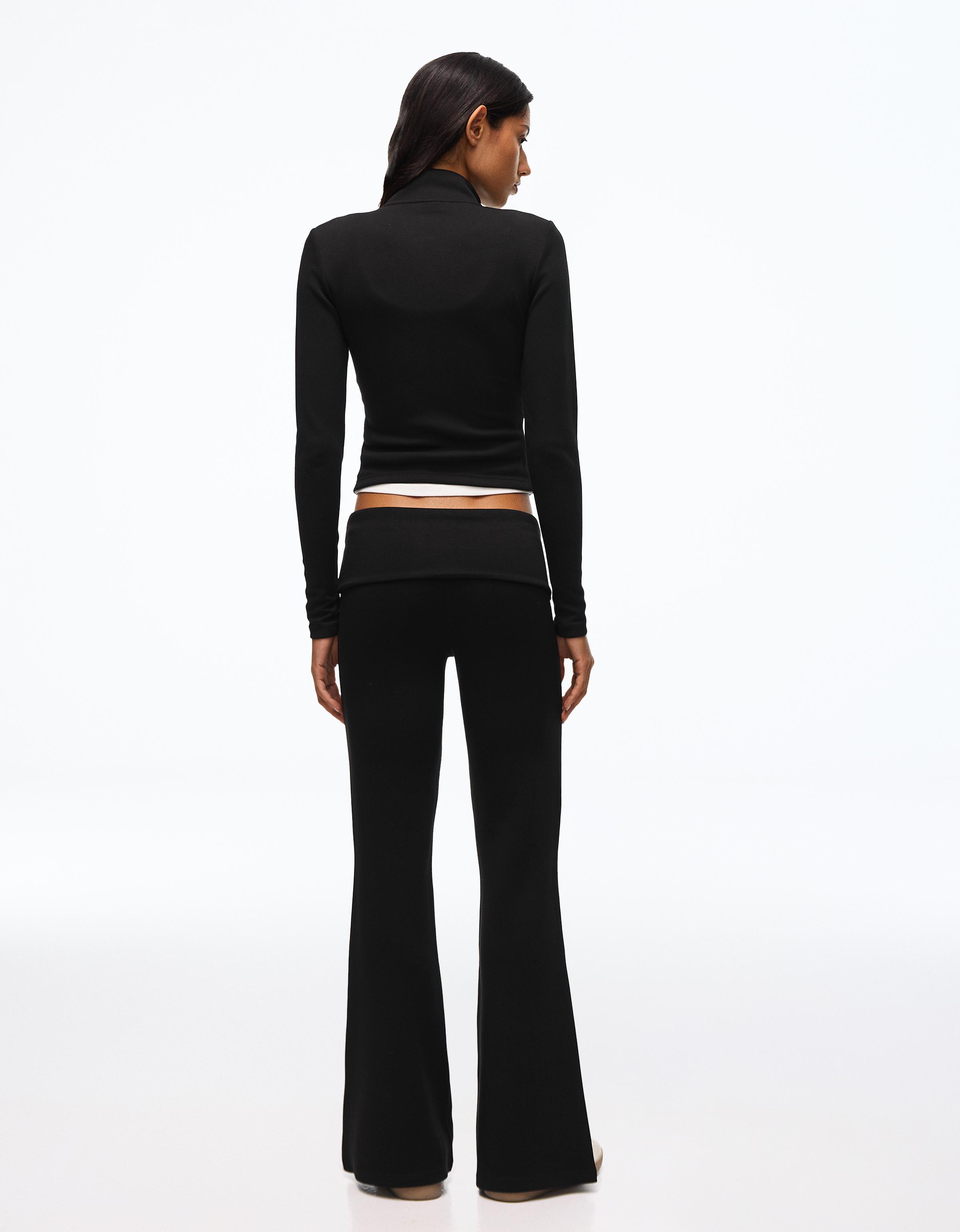 Flared modal trousers — Black