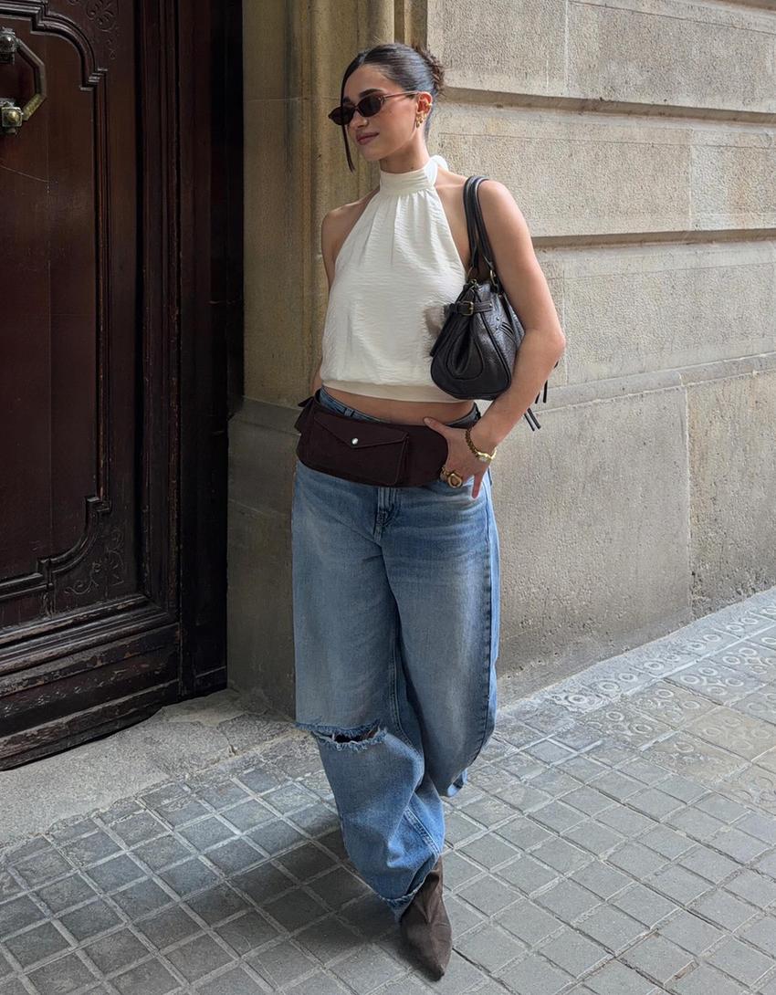 Halter neck top-Cream
