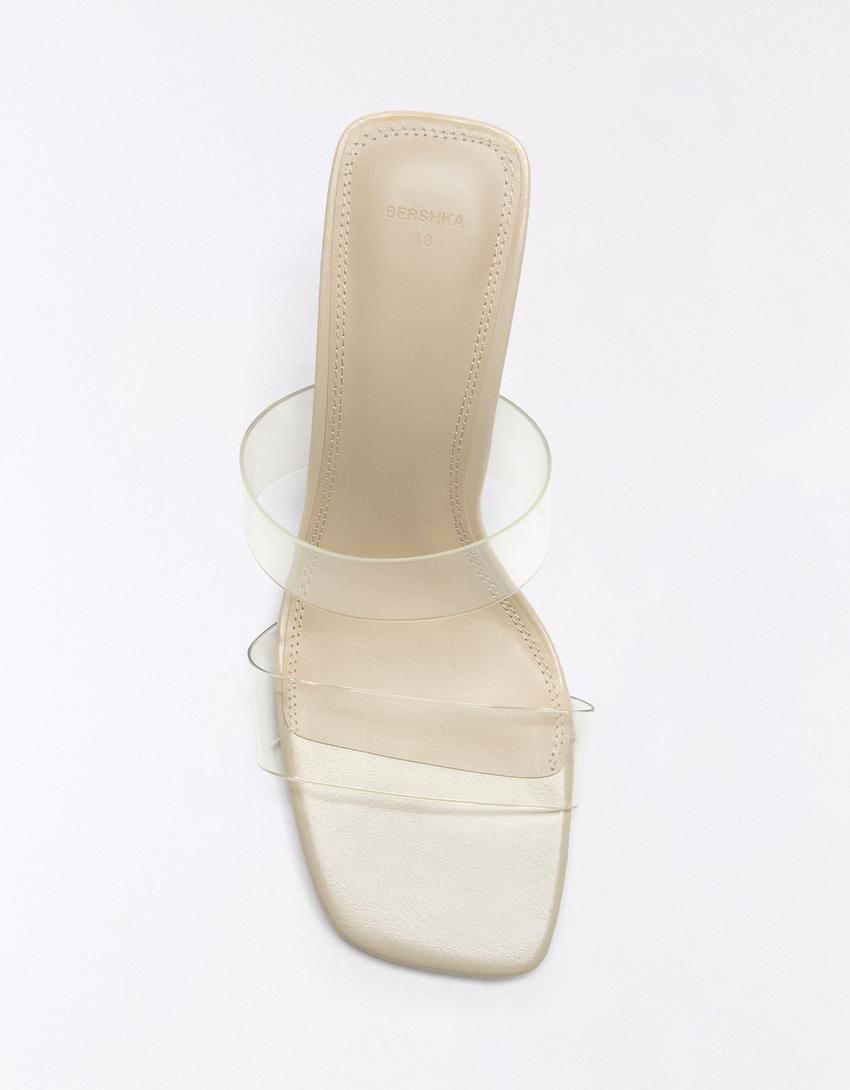 Heeled sandals with vinyl straps-Transparent
