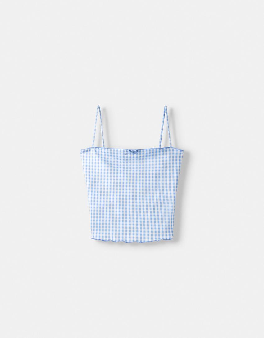 Printed top and shorts set-Light blue