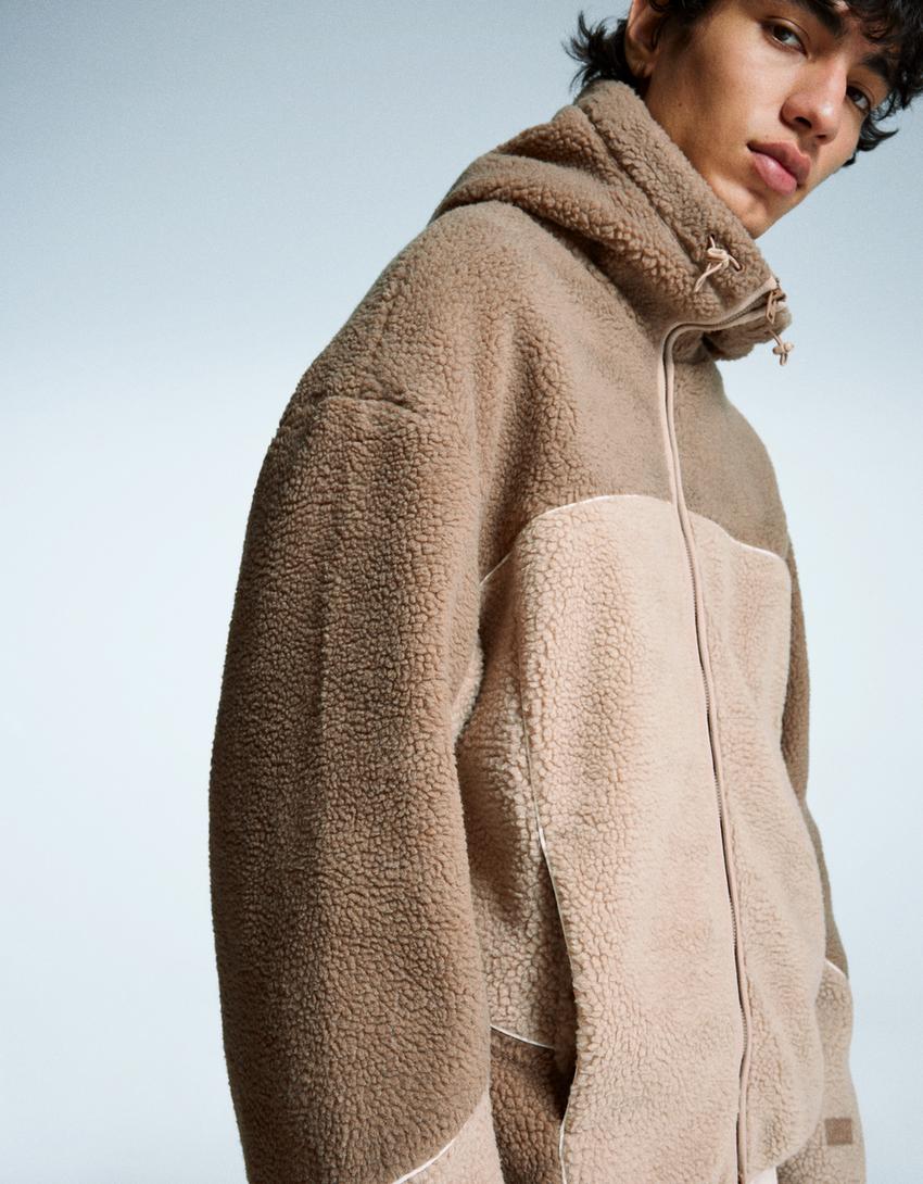 Faux shearling jacket-Camel