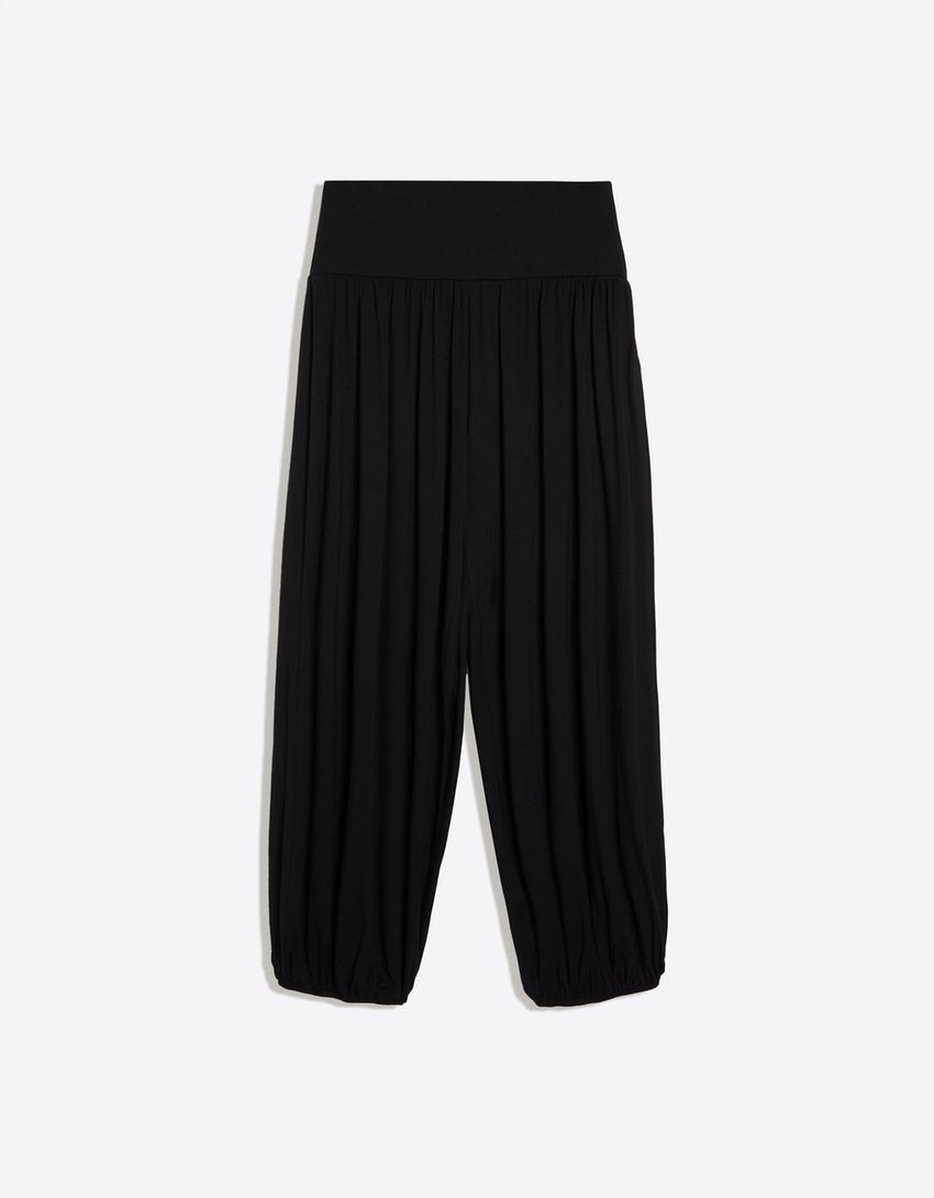 Balloon trousers with cummerbund-Black