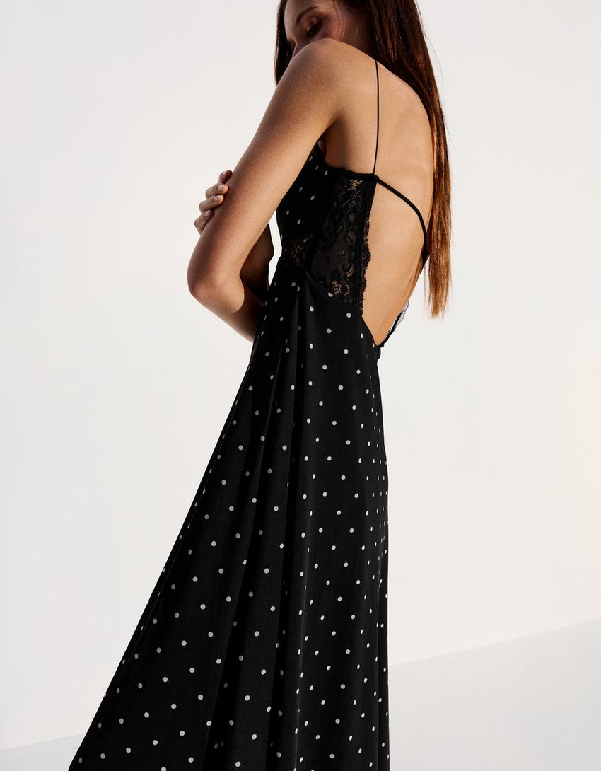 Long tulle strappy dress-Black
