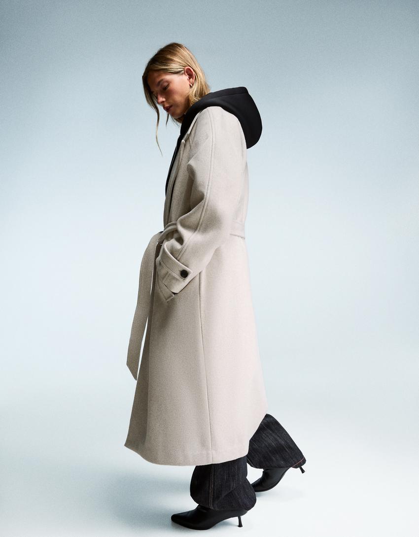 Abrigo trench soft cinturón-Arena