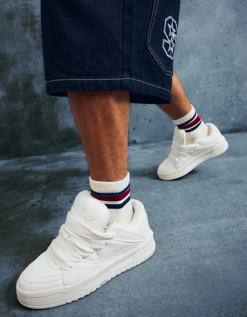 Baskets style skate-Blanc