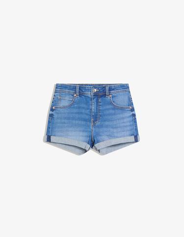 Roll-up denim shorts — Light blue 5