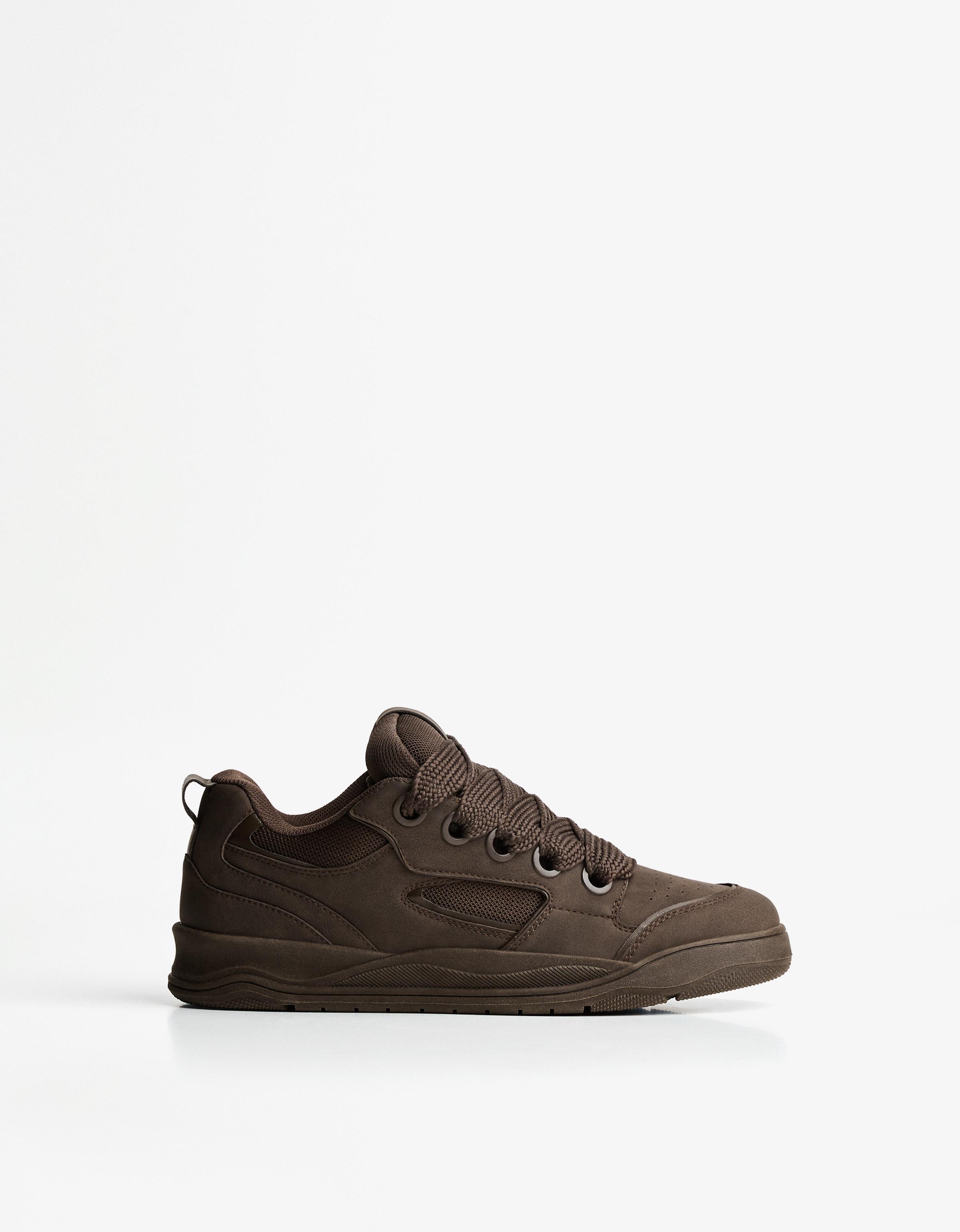 Bershka Skate-Sneaker Dicke Sohle Herren 39 Braun