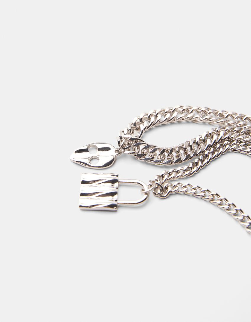 Lot 2 colliers cadenas alien-Argent-2