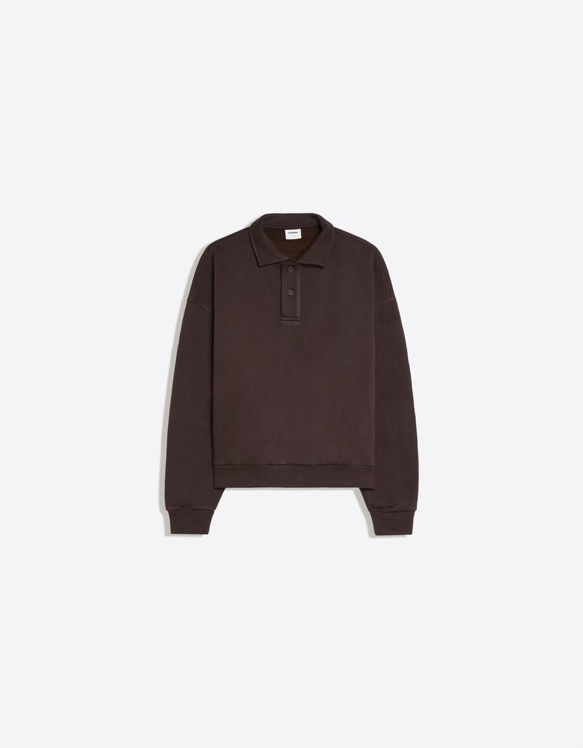 Sudadera cuello polo botones