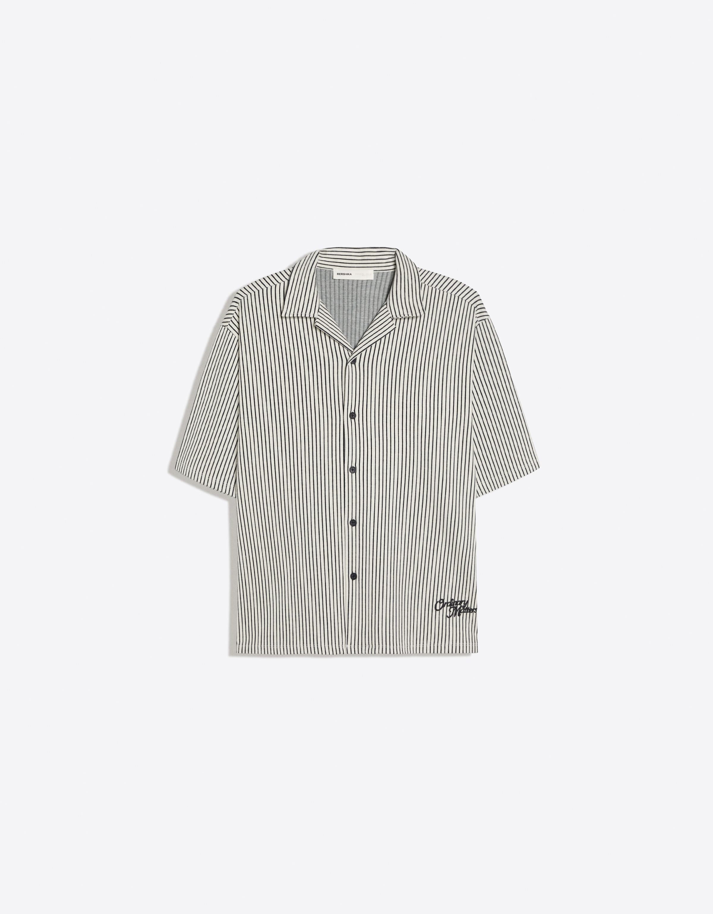 Short sleeve boxy print shirt — Navy