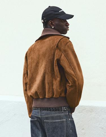 Faux suede jacket with zip fastening — Brown 2