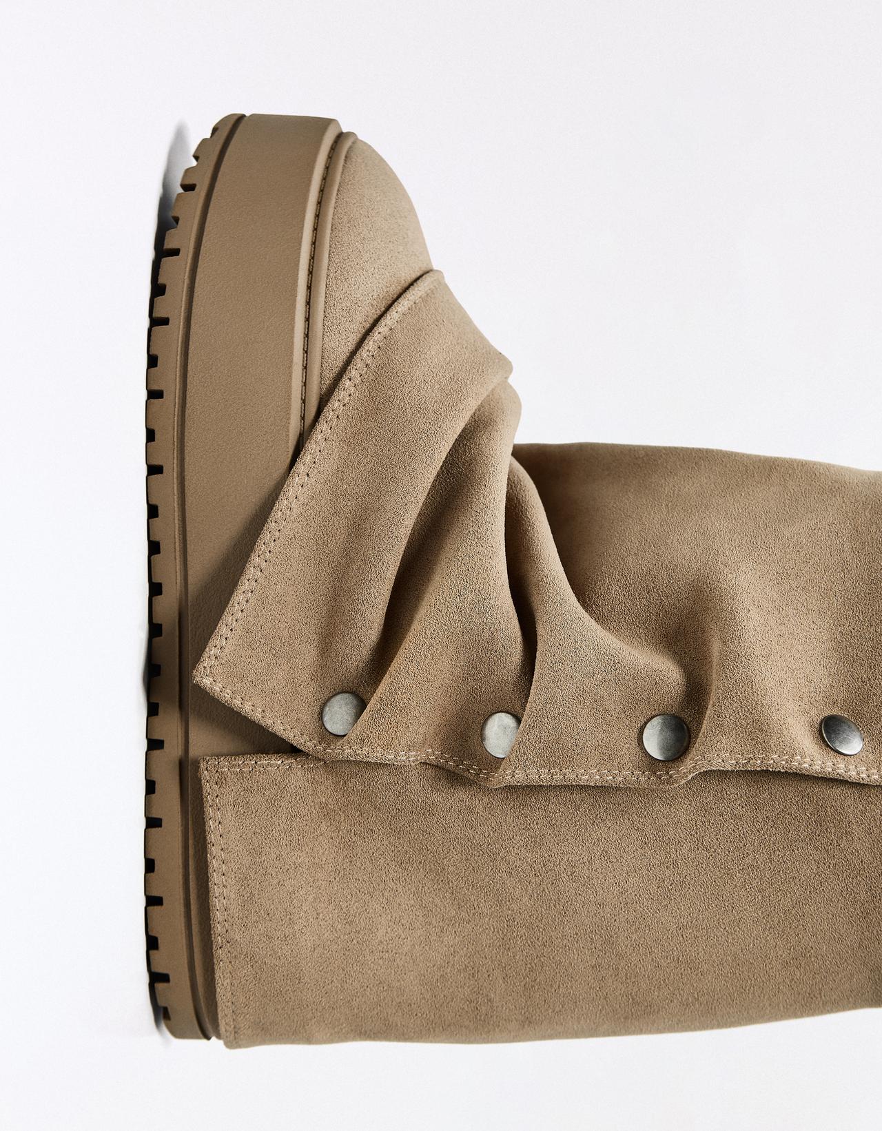 FUR-LINED TROUSER ANKLE BOOTS — TAUPE