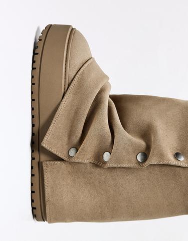 FUR-LINED TROUSER ANKLE BOOTS — TAUPE 5