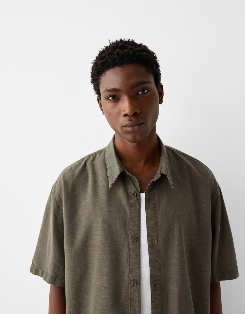 Camisa manga corta rústica-Kaki-2