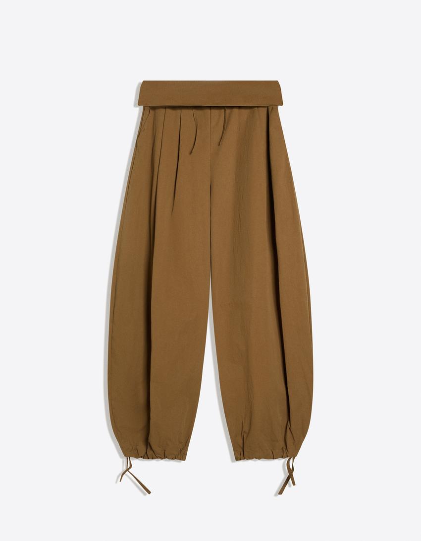 Calça com bainha dobrada-Verde