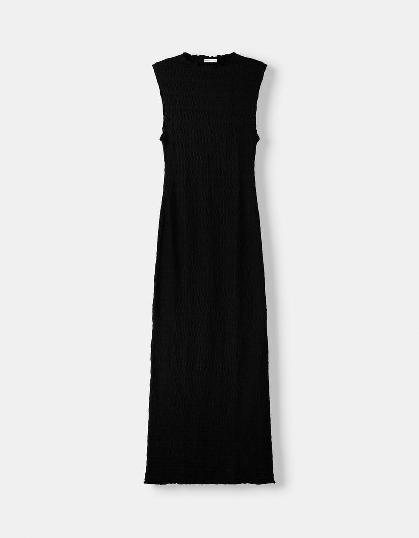 Rustic midi dress-Black-4