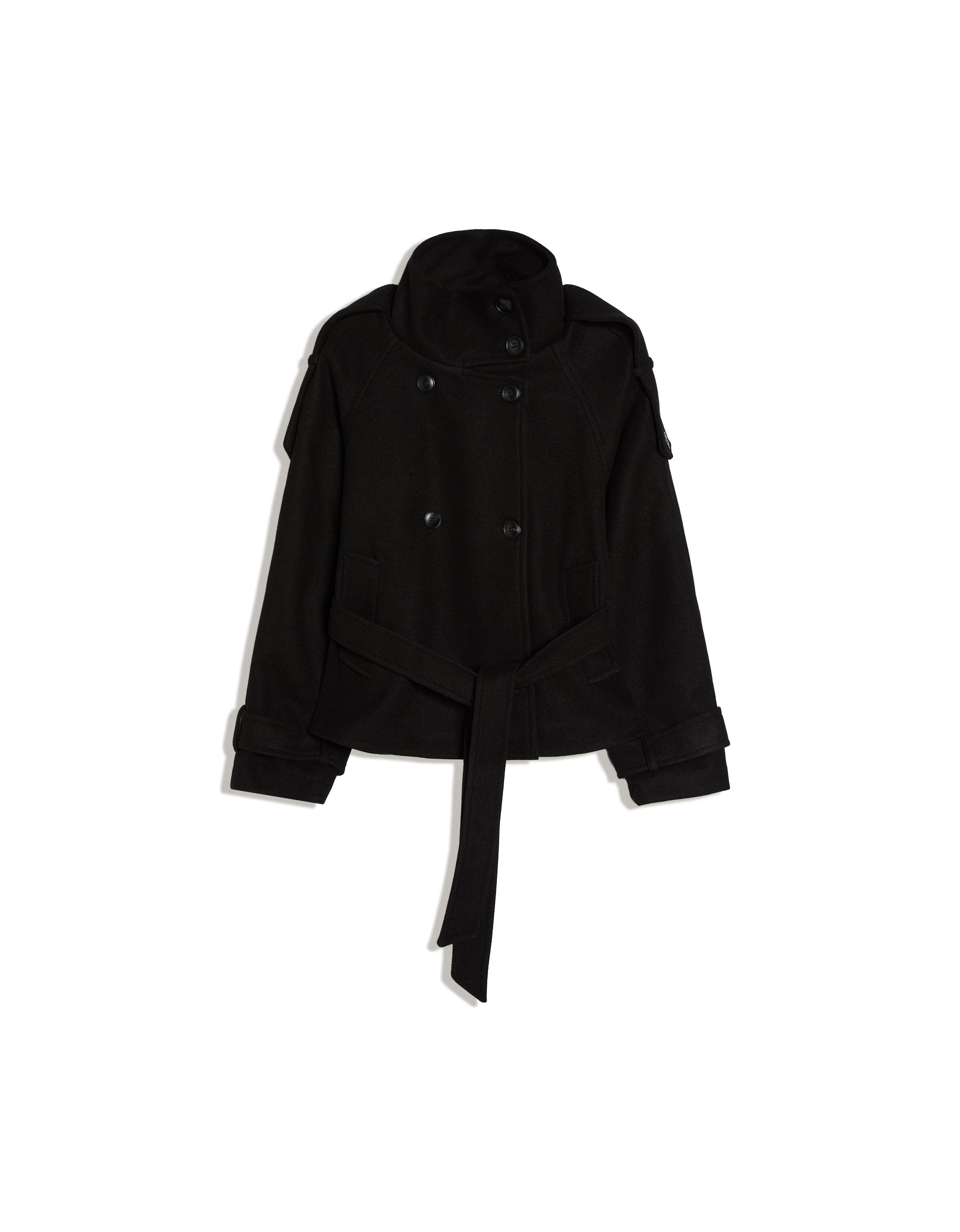 Funnel neck trench jacket — Black