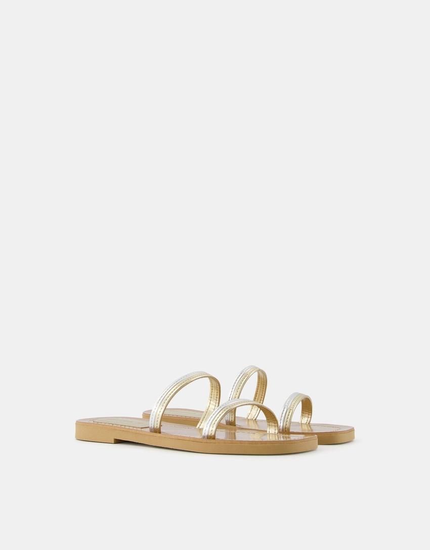 Flat multi strap sandals-Multicolored-0