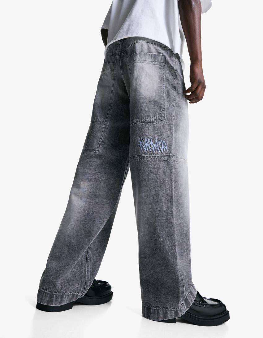 Blugi super baggy-Gri-2