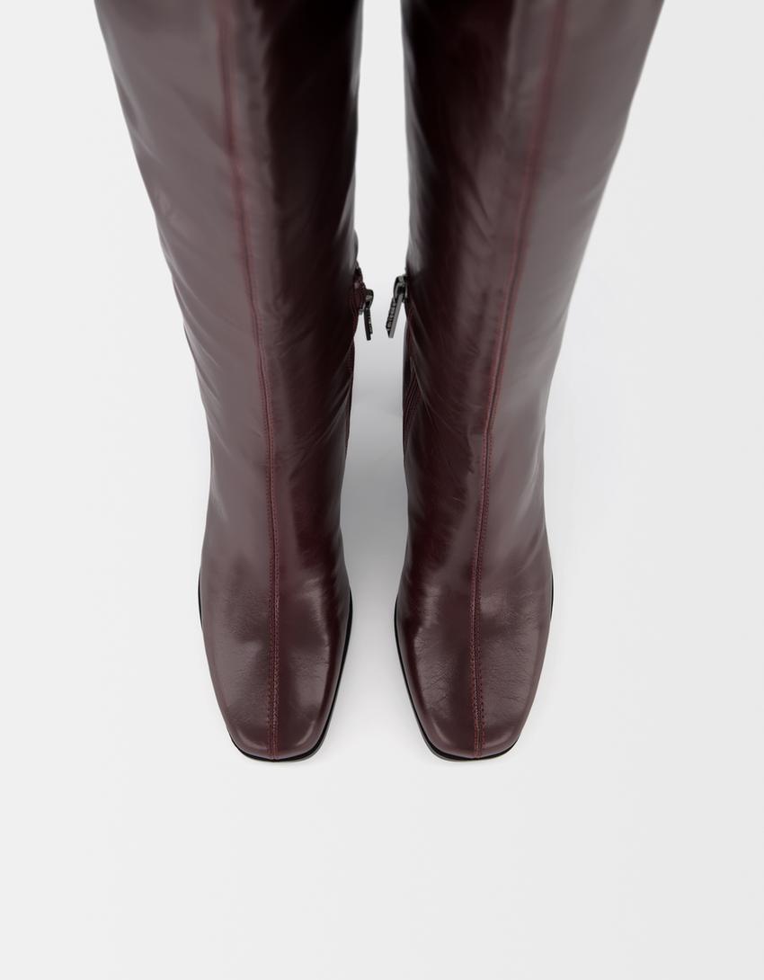 high-heel over-the-knee boots-Maroon-6